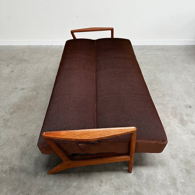 Mid-Century Teak Daybed Sofa with Corduroy Fabric, 1960s For Sale - Image 9 of 11