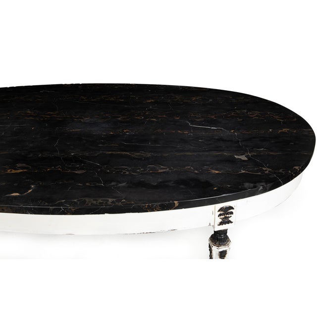 Wood Napoleon III Ovular Dining Table With Nero Portoro Marble Top For Sale - Image 7 of 18
