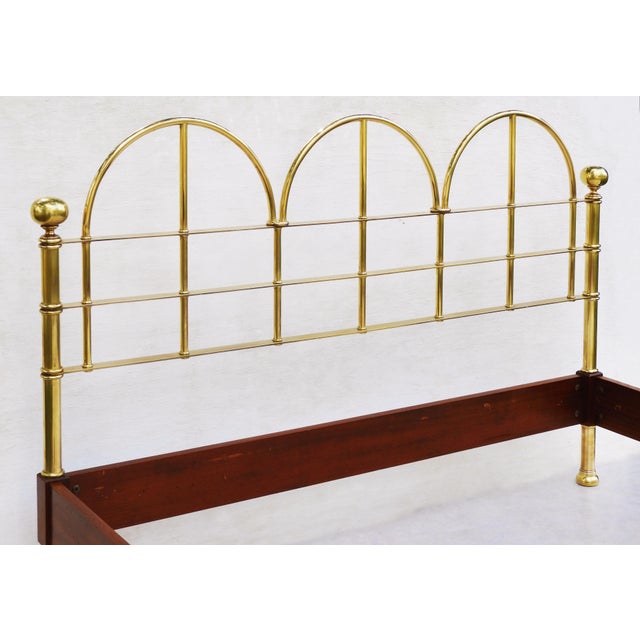 Vintage Italian Brass and Wood Bed, 1980 For Sale - Image 4 of 8