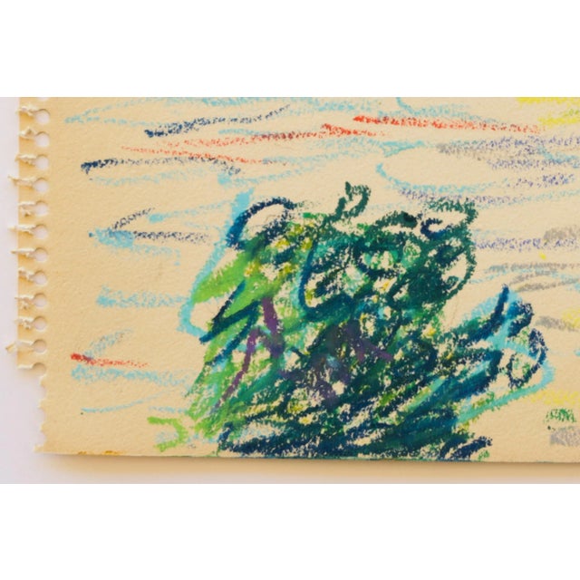 Mid-Century Swedish Folk Art Oil Pastel Drawing of Stockholm City Hall in Sky Blue, Pink, Purple, Teal, Green For Sale - Image 17 of 18