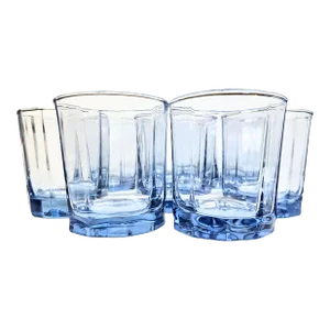 Crystal Blue Farmhouse Lowballs- Set of Eight