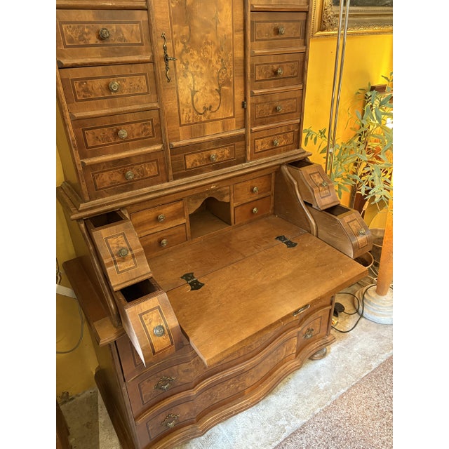 Antique Italian Baroque Walnut and Burl Secretaire, 1890s For Sale - Image 9 of 12