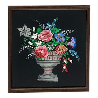 Late 19th Century American Folk Art Tinsel Painting Signed For Sale