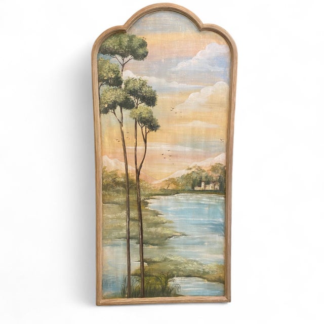 Italian Artist, Lobed Panels with Landscapes, Oil Paintings on Canvas, Set of 3 For Sale - Image 4 of 5