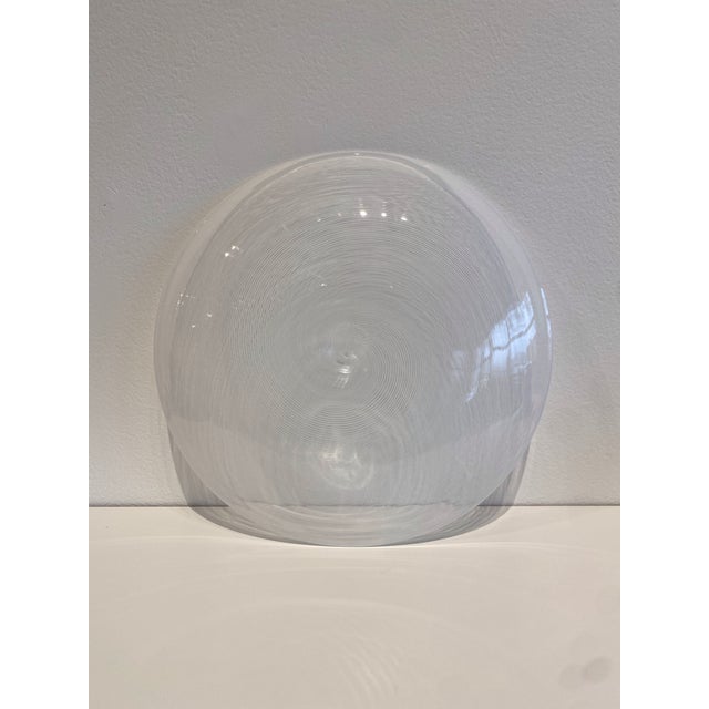 Vintage Latticino Mid-Century Modern Clear Stripe Swirl Plate For Sale - Image 4 of 4