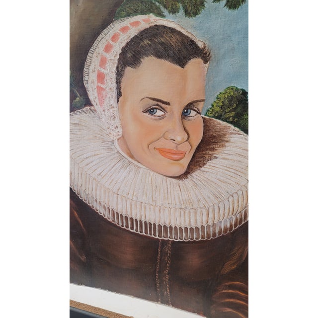 1960s Oil Painting on Board Female Beautiful Unsigned Work of Art Masterpiece For Sale - Image 5 of 6