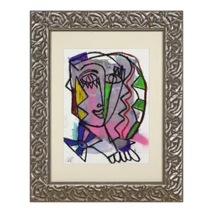 Contemporary Abstract Female Cubist Portrait Painting