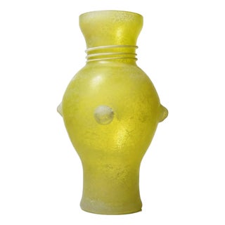 Murano Scavo Yellow Baluster Vase from Seguso Vetri Darte, 1960 For Sale