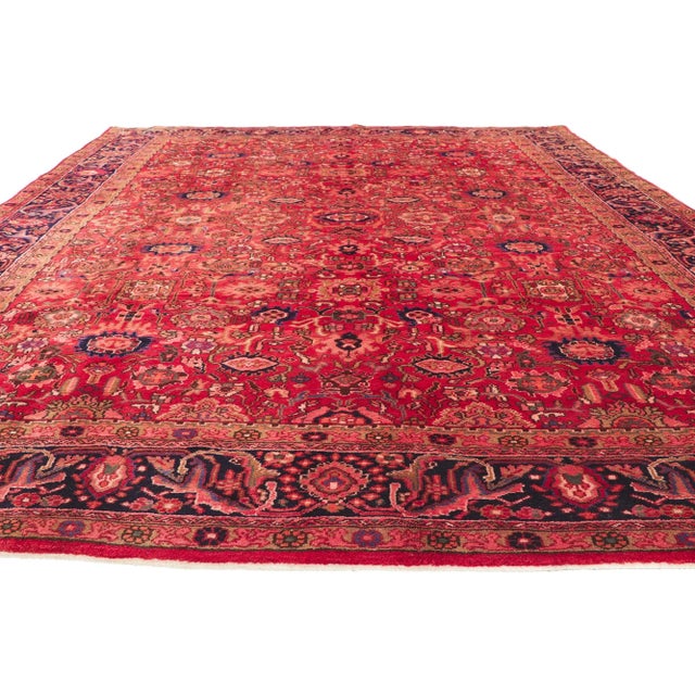 Jacobean Mid 20th Century Vintage Persian Malayer Rug, 08'08 X 11'07 For Sale - Image 3 of 10