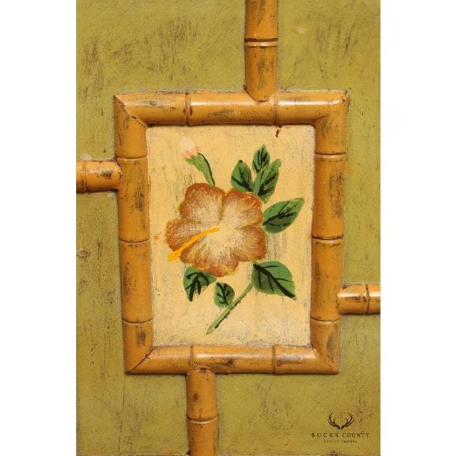 Vintage Faux Bamboo Paint Decorated Low Two-Door Cabinet For Sale In Philadelphia - Image 6 of 13
