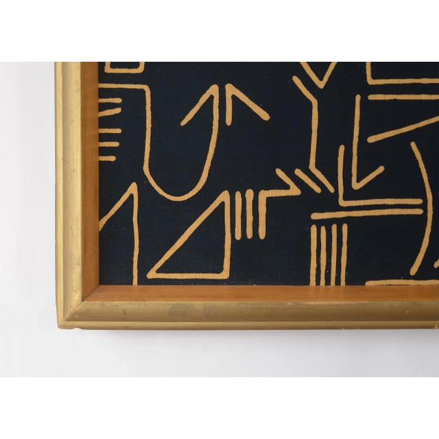 Large Vintage Modernist Abstract Graphic Line Pattern Textile Art Wall Hanging, Framed For Sale In San Francisco - Image 6 of 12