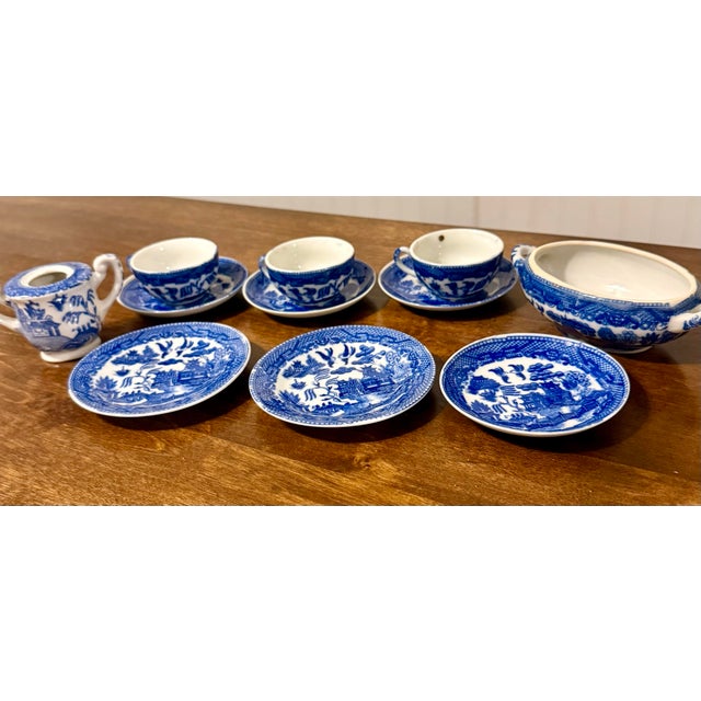 Mid 20th Century Blue Willow Childs Tea Set Dishes - 11pcs For Sale - Image 5 of 12