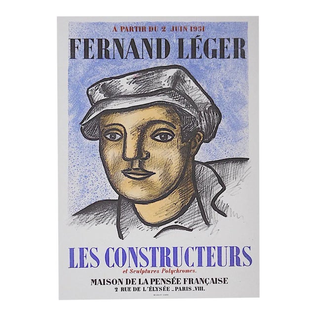 Vintage Mid Century Color Lithograph-Fernand Leger-Printed By Mourlot For Sale