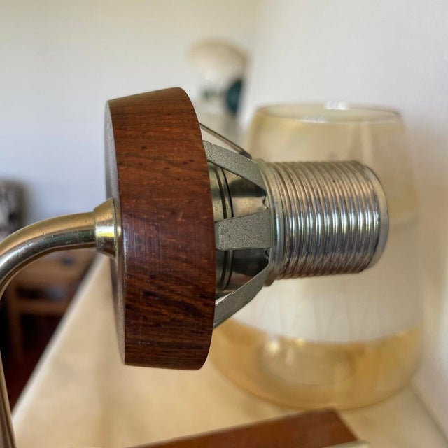 Brown Danish Modern Teak and Amber Glass Wall Sconce, 1960s For Sale - Image 8 of 10