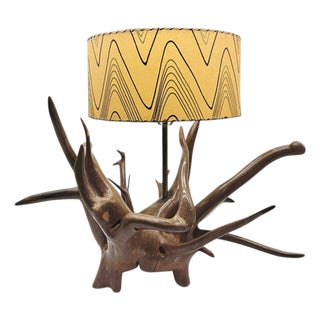 Monumental Teak Root Table Lamp in the Nakashima Organic Modern Style 36" For Sale