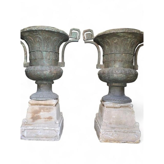Antique Bronze Garden Vases, 1870 For Sale - Image 9 of 10