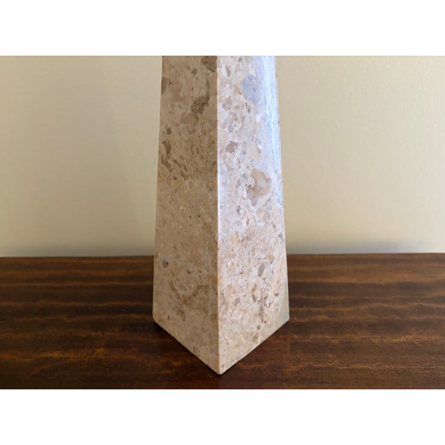Late 20th Century Late 20th Century Neoclassical Marble Obelisk in Variegated Brown and Tan Stone For Sale - Image 5 of 12