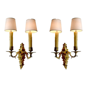 19th Century Bronze Putti Sconces - a Pair