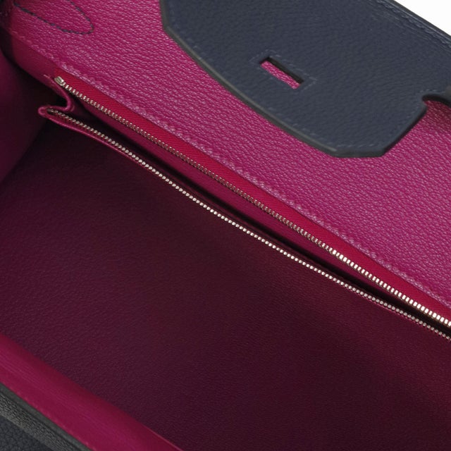 Contemporary Hermès Birkin 30 Verso Bleu Indigo Togo Palladium Hardware 2018 For Sale - Image 3 of 7