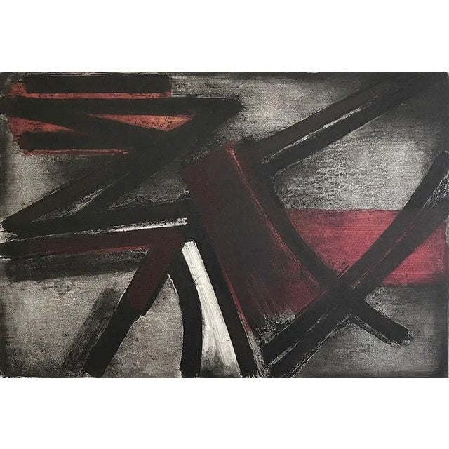 Pierre soulages etching no. Ii, 1952 original engraving, 1952 signed in pencil by the artist numbered 61/100 copies on...