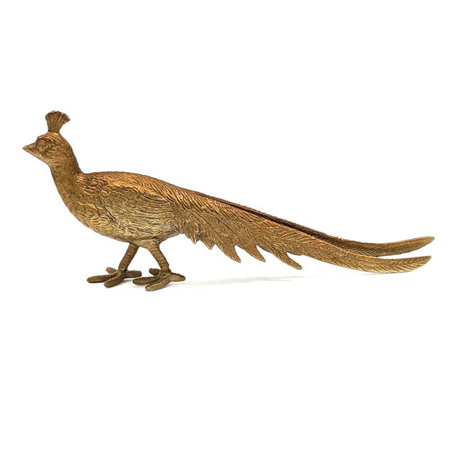 Italian Mid Century Italian Cast Metal Peacock Menu Holder Statuette Figurine For Sale - Image 3 of 12