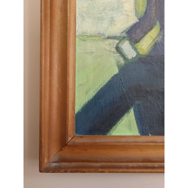 Yellow 1957 Mid-Century Modern 'A Moment Alone' Vintage Original Figurative Portrait Oil Painting, Framed For Sale - Image 8 of 13