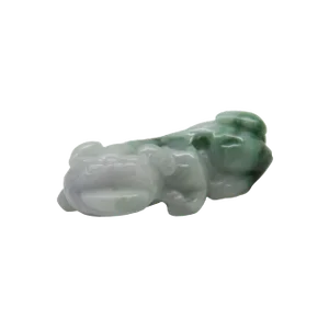 Hand Carved Natural Green Jade Feng Shui Lucky Pixiu Figure Pendant