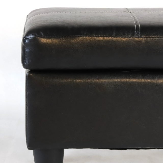 Wood Classic Leather Chair Footstool For Sale - Image 7 of 12