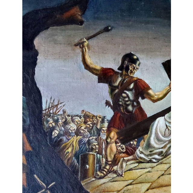 1990s 1990s Oil Painting Carrying the Cross Daniil Litvinov For Sale - Image 5 of 7