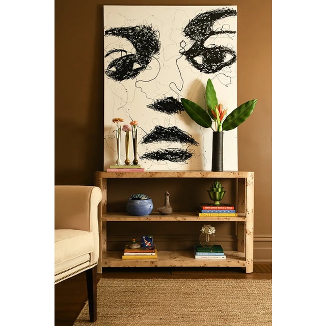 Wood Matthew Izzo Home Emery Light Burlwood Curved Edges Three Tier Console Table For Sale - Image 7 of 8