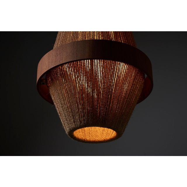 1960s Teak & Rope Pendant by Ib Fabiansen for Fog & Mørup, 1960s For Sale - Image 5 of 10