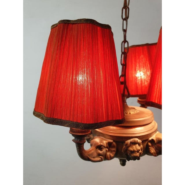 Antique Victorian Bronze Elephant Chandelier, France, 1900s For Sale - Image 6 of 14