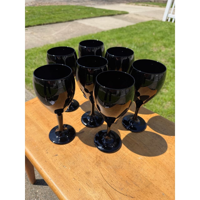 1960s 1960s Libby Crystal Black Amethyst Wine Glasses - Set of 8 For Sale - Image 5 of 12