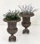 A fine pair of English garden urns or planter pots of burnished cast iron in the Classical or Medici style - each planter...