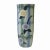 Artistic Flower Blue Green Checker Cross Porcelain Tall Slim Round Vase For Sale - Image 4 of 6