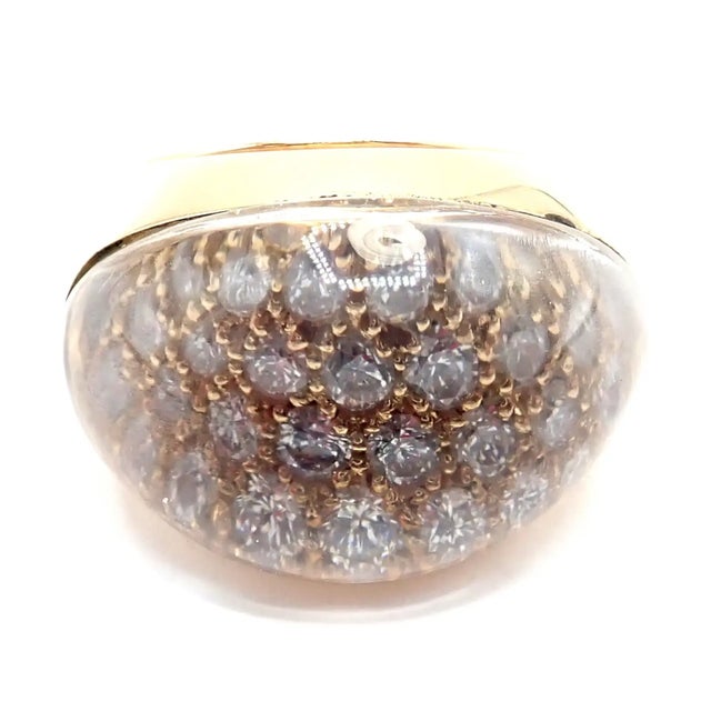 Cartier 18k Yellow Gold Diamond Rock Crystal Myst de Cartier Dome Ring. Details: Metal: 18k Yellow Gold Width: 15mm...