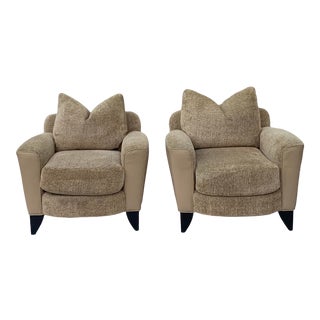 Swaim Upholstered Club Chairs- a Pair For Sale
