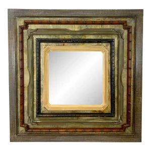 Large Unique Rustic Asian Layered Wall Mirror