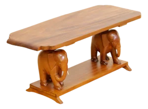 1950s Hand Carved African Elephant Coffee Table