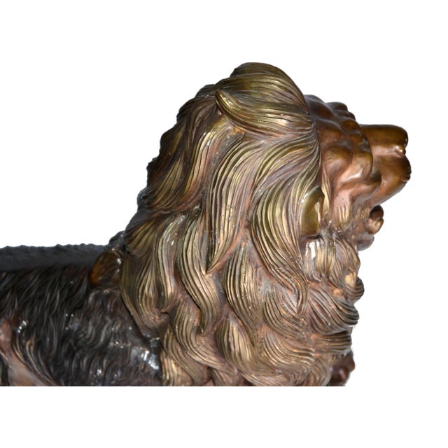 Heavy Solid Bronze Lion Sculpture For Sale In Miami - Image 6 of 10