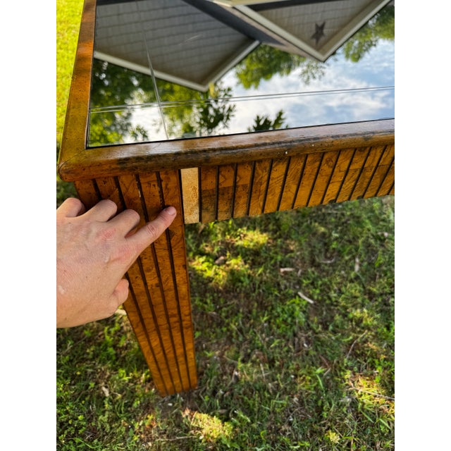 1980s 1980s American of Martinsville Burl Wood and Smoked Glass Dining Table For Sale - Image 5 of 5