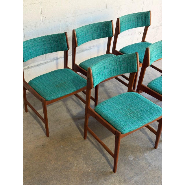 Wood Teak Dining Chairs in Style of Erik Buch Organic Upholstered Seating Set of 5 Denmark 1960s For Sale - Image 7 of 10