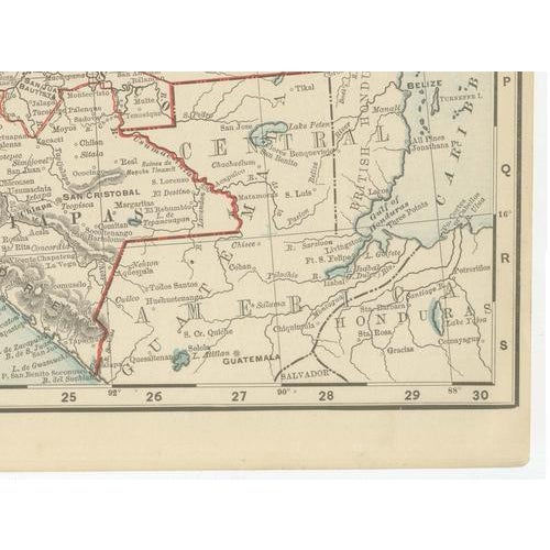 Antique Map of Mexico with Valley of Mexico Inset by Rand McNally, 1899 For Sale - Image 9 of 12