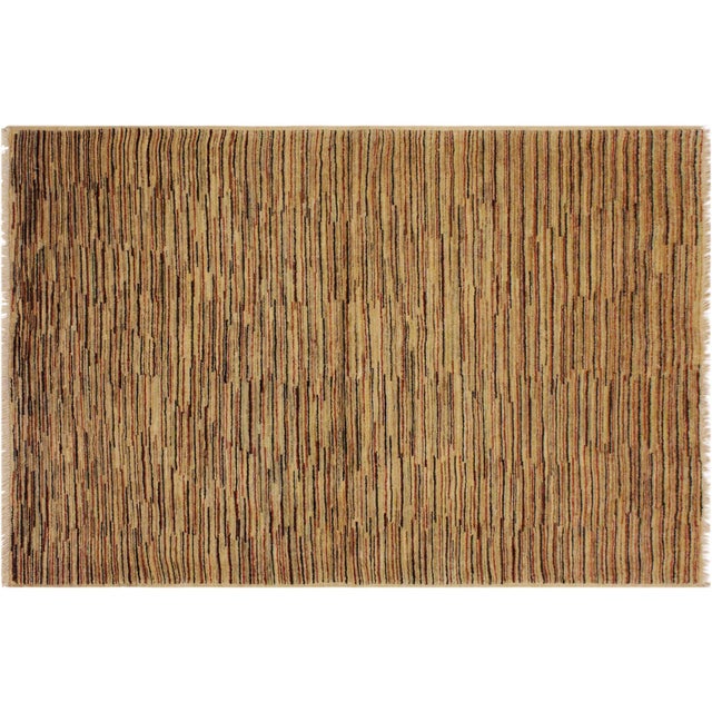 Contemporary Gabbeh Beige/Rust Wool Rug - 4'2'' X 5'9'' For Sale - Image 9 of 10