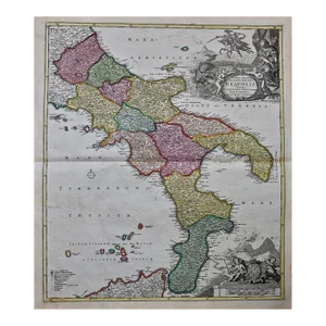 The Kingdom of Naples and Southern Italy: A Hand-Colored 18th Century Homann Map