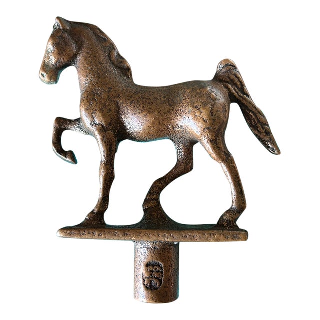 Vintage Solid Brass Prancing Horse Water Faucet Handle and Valve Spigot Manufacturer Hallmark Stamp For Sale