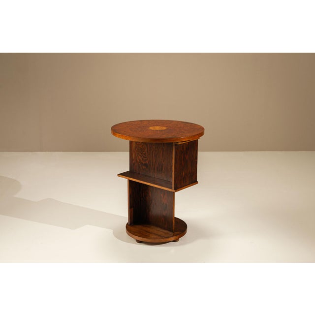 1920s Amsterdam School Side Table in Palisander and Burl Veneer, the Netherlands, 1920s For Sale - Image 5 of 13