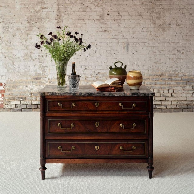 Late 17th Century French Empire Cherry Wood Commode With Marble Top For Sale - Image 15 of 16