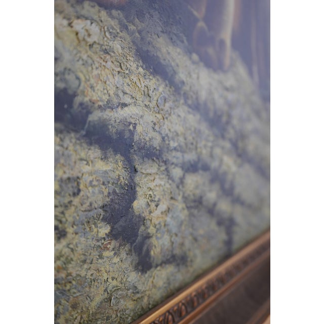 Framed Oil Painting on Canvas Three Lions For Sale - Image 4 of 11