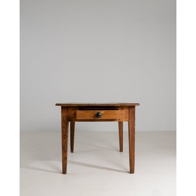 1900 - 1909 1900-1909 Scandinavia Warm Honey Oak Oak Side Table With Drawer For Sale - Image 5 of 11